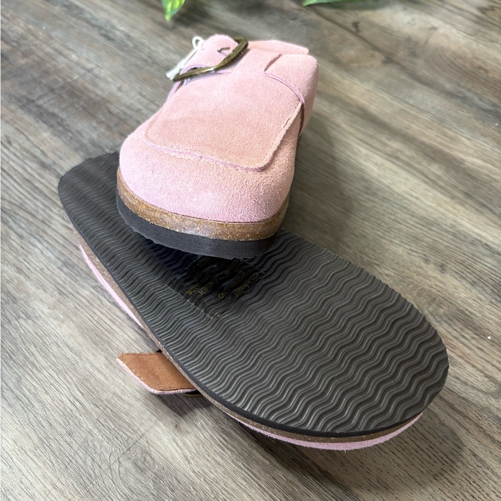 White Mountain Pink Suede Mules with Buckle - Picture 4 of 5